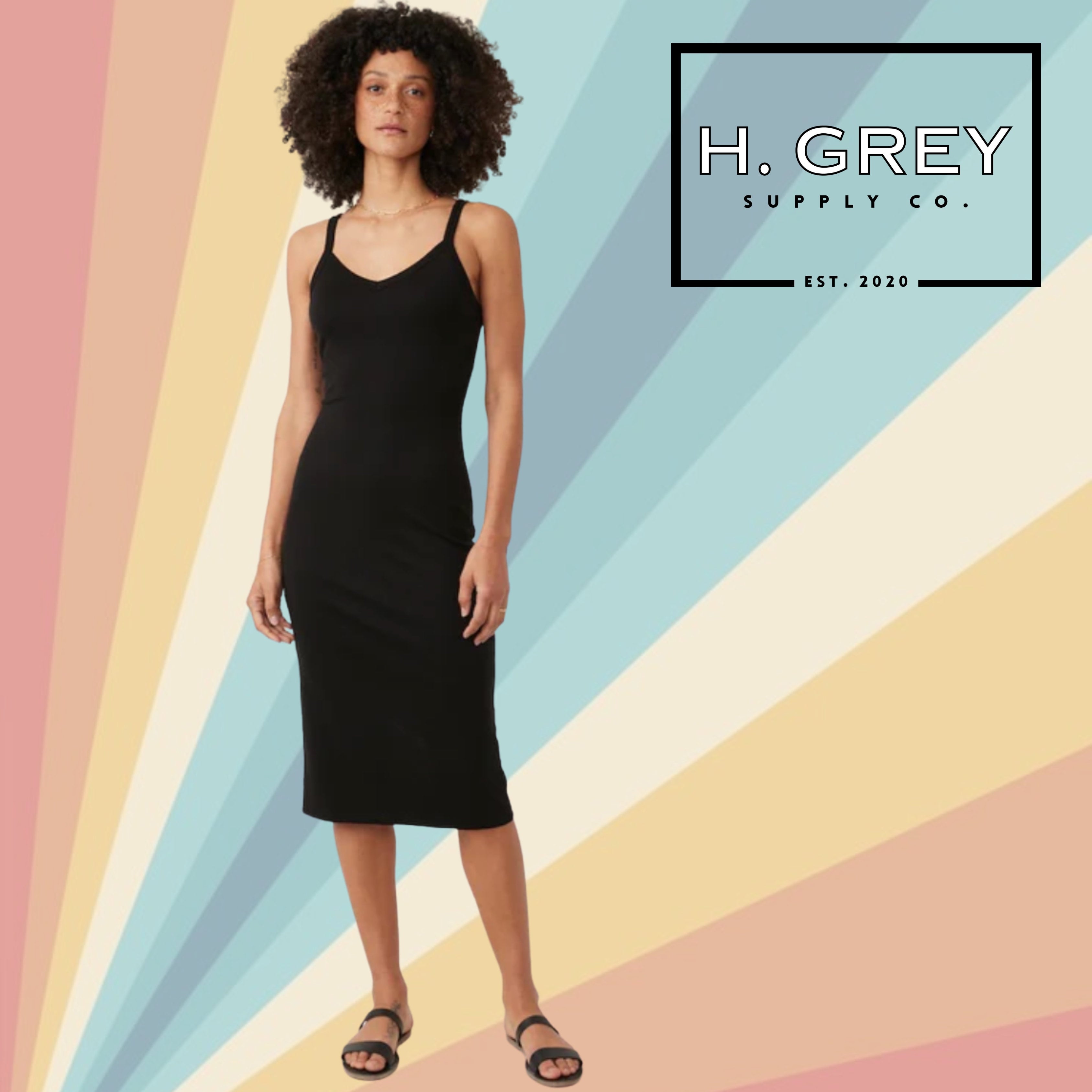 Marine Layer Black Lexi Rib Spaghetti Strap Dress | H. Grey Supply Co. LLC