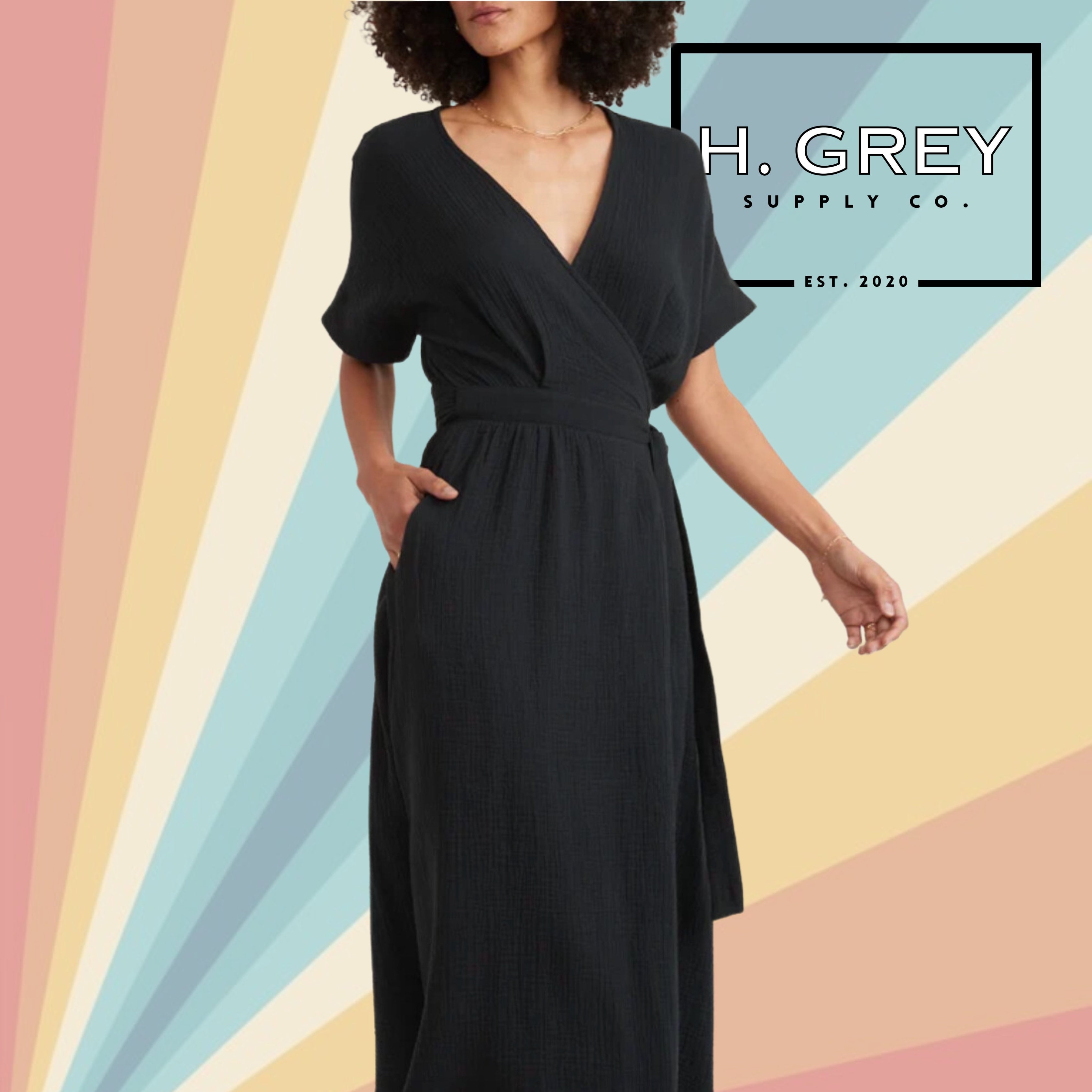 Marine Layer Black Valencia Wrap Dress | H. Grey Supply Co. LLC