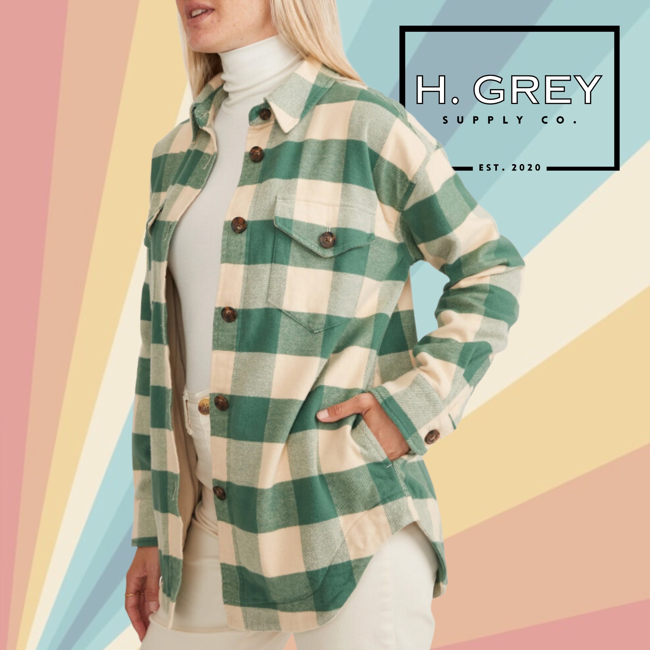 Marine Layer Bailey Green Flannel Shirt Jacket